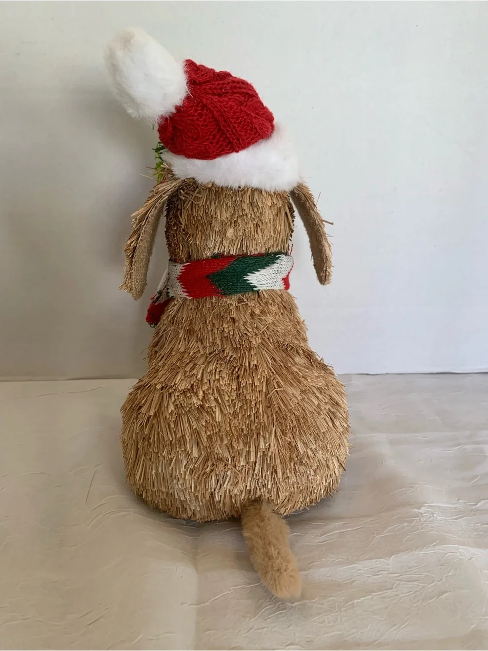 Christmas Dog Sitting  Brown Rustic Woodland Sisal Farmhouse Hat Winter